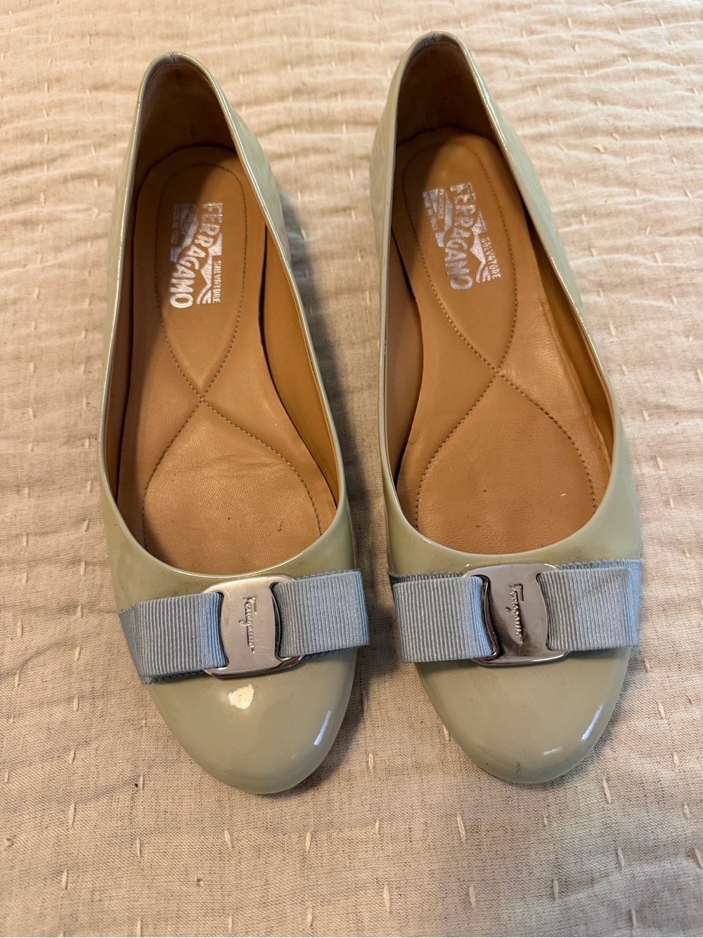 Salvatore Ferragamo Patent Leather Vara Bow Flats